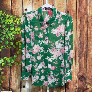 Shein Sheer Long Sleeve Blouse Size L